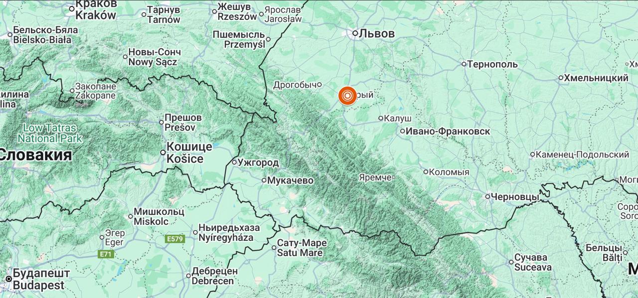 У районі Стрия на Львівщині стався землетрус магнітудою 3,0