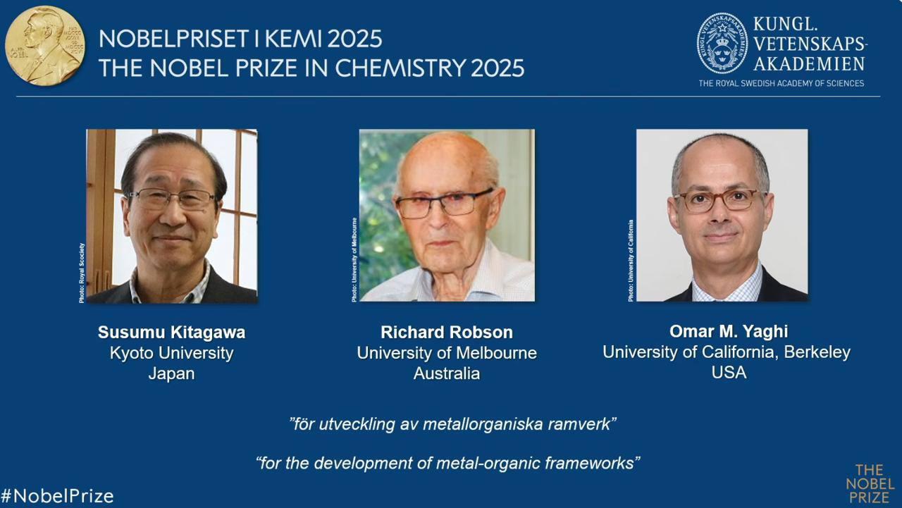 Нобелівську премію з хімії отримали троє вчених за розробку революційних пористих матеріалів